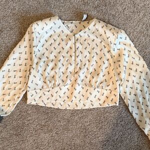 Zara Cream Blouse with Floral Pattern